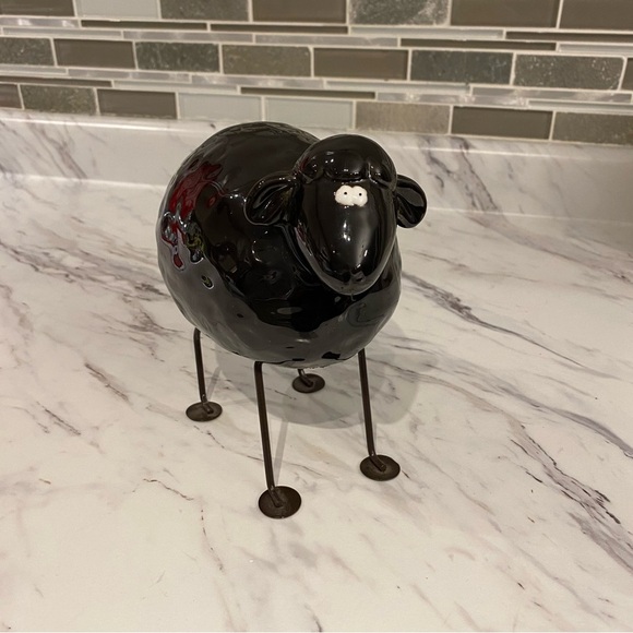 Whimsical black sheep ewe figurine shelf decor - Picture 6 of 10